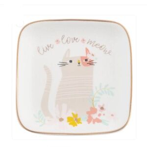 Live, Love, Meow Cat Square Trinket Tray  - New